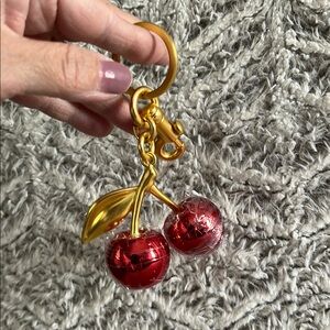 Cherry Keychain with Gold Accents